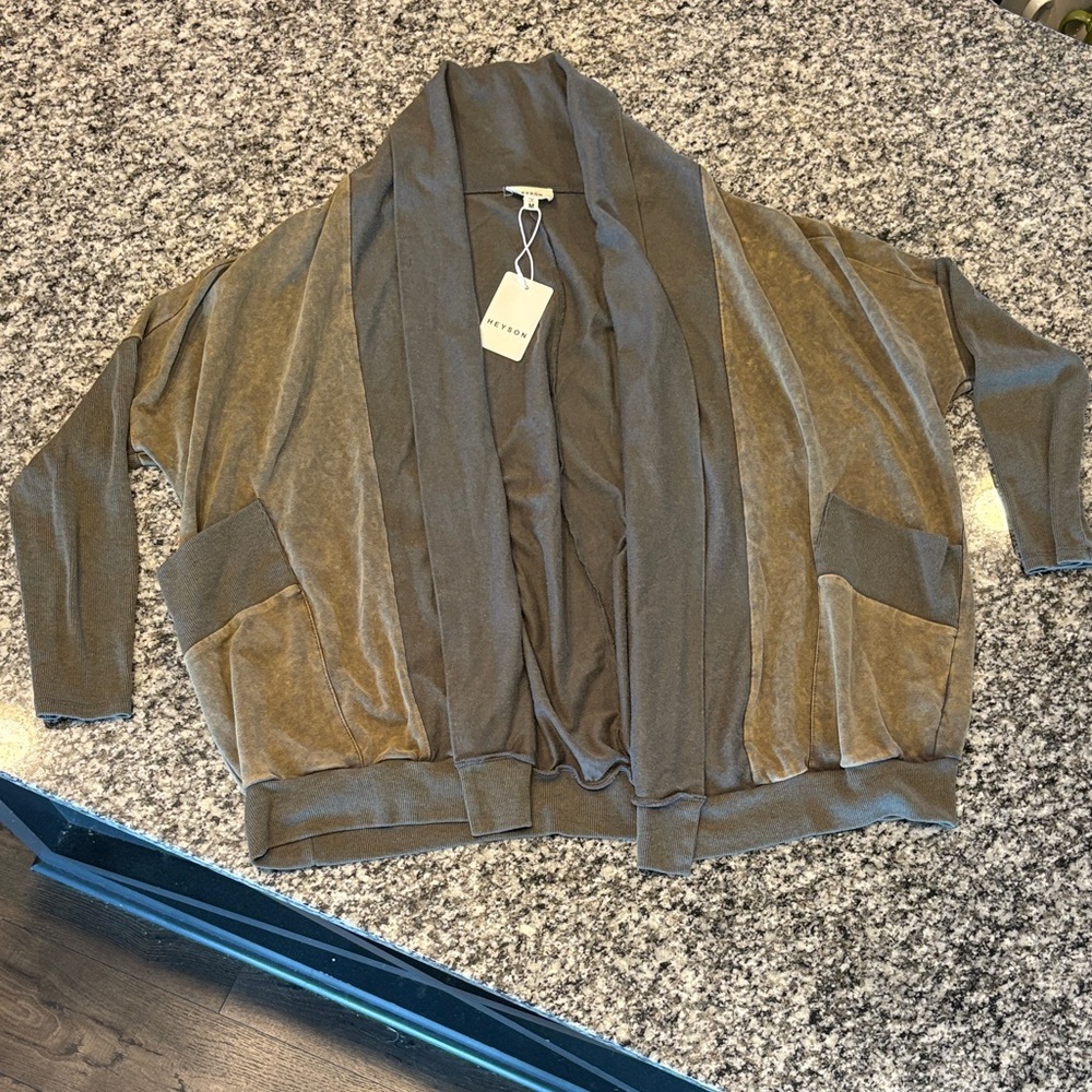 Velvet Charcoal Open-Front Cardigan